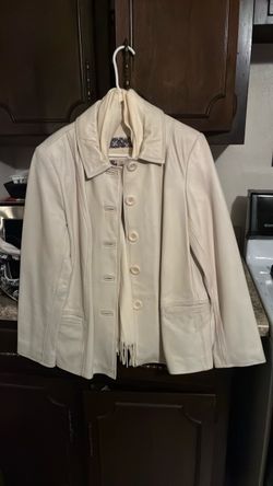Women’s Bone Color Leather Lg Jacket