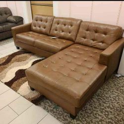 Baskove Auburn 2 Piece Real Leather Deep Seating Comfy Sectional Couch With Chaise| Modern , Leather Sofa @ Fast Delivery 