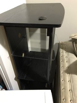 tv stand with 3 shelves wood and glass