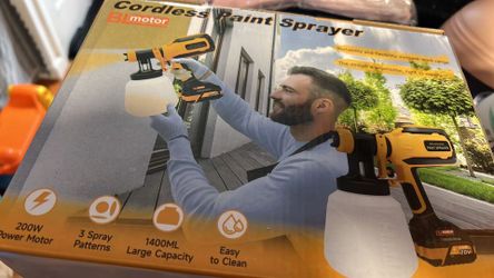 Brand new Cordless Paint Sprayer with Brushless Motor, HVLP Spray Gun with 20V 4.0Ah Battery, 1400ML Container, Easy to Clean & Setup, Electric Paint 