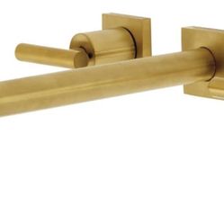 Kingston Brass KS6057CML Manhattan Wall Mount Tub Faucet, 11-3/16" Spout Reach, Brushed Brass