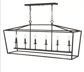 JONATHAN Y Pagoda 49 in. 6-Bulb Oil Rubbed Bronze Farmhouse Lantern Metal LED Pendant