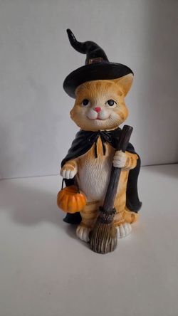 Halloween Witch Cat Figurine