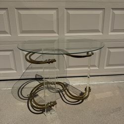 Vintage Lucite & Brass Console Table – Attributed to Charles Hollis Jones