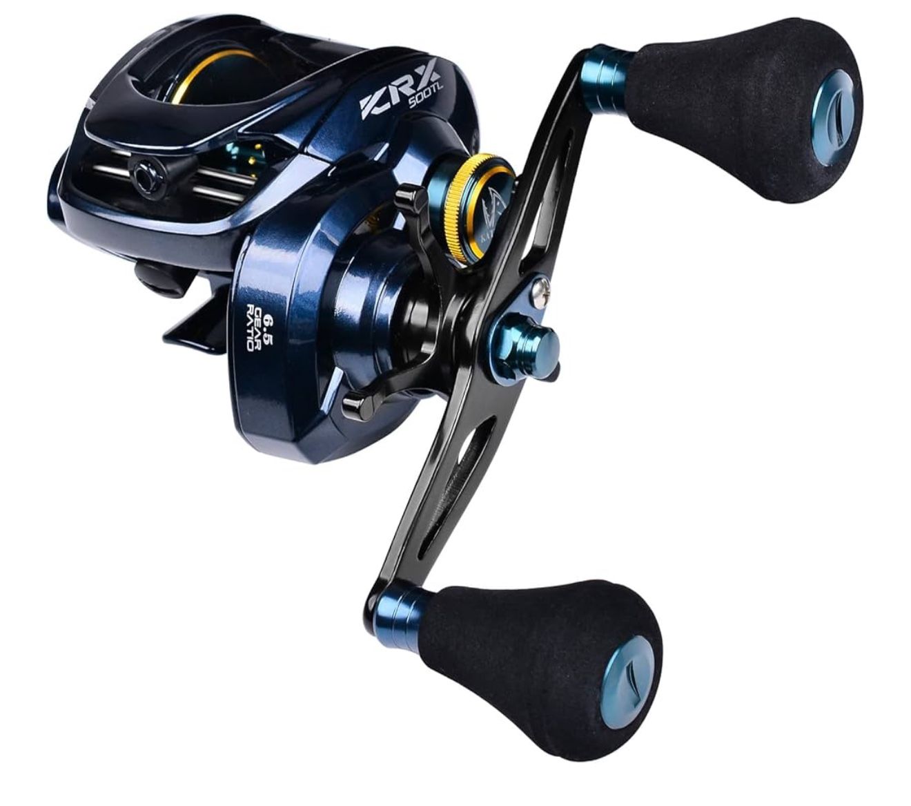 Left Double Handle Baitcasting Fishing Reels - 500 Size Casting 6.5:1 Gear Ratio Speed Spool Baitcaster Reels - 6+1 BB Carbon Fiber Drag Magnetic Bra