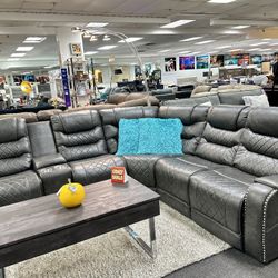 Gorgeous Grey PWR Recliner Sectional W/ USB Ports On Black Friday Sale!!! (ALL MUST GO)