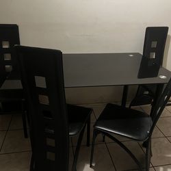 Glass Table, 4 chairs