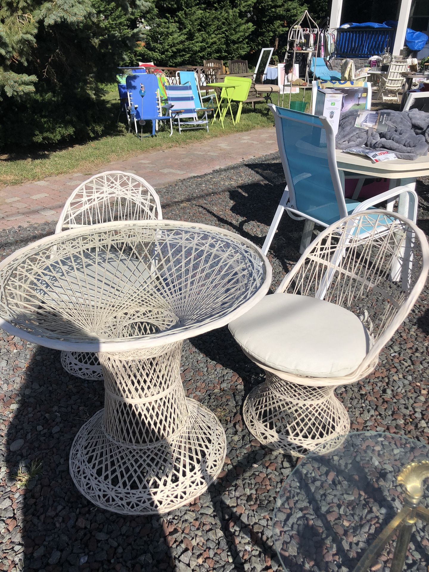 1970’s Spun Fiberglass table with two matching chairs