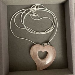 💕Rose Quartz Heart Pendant On Sterling Silver Chain 