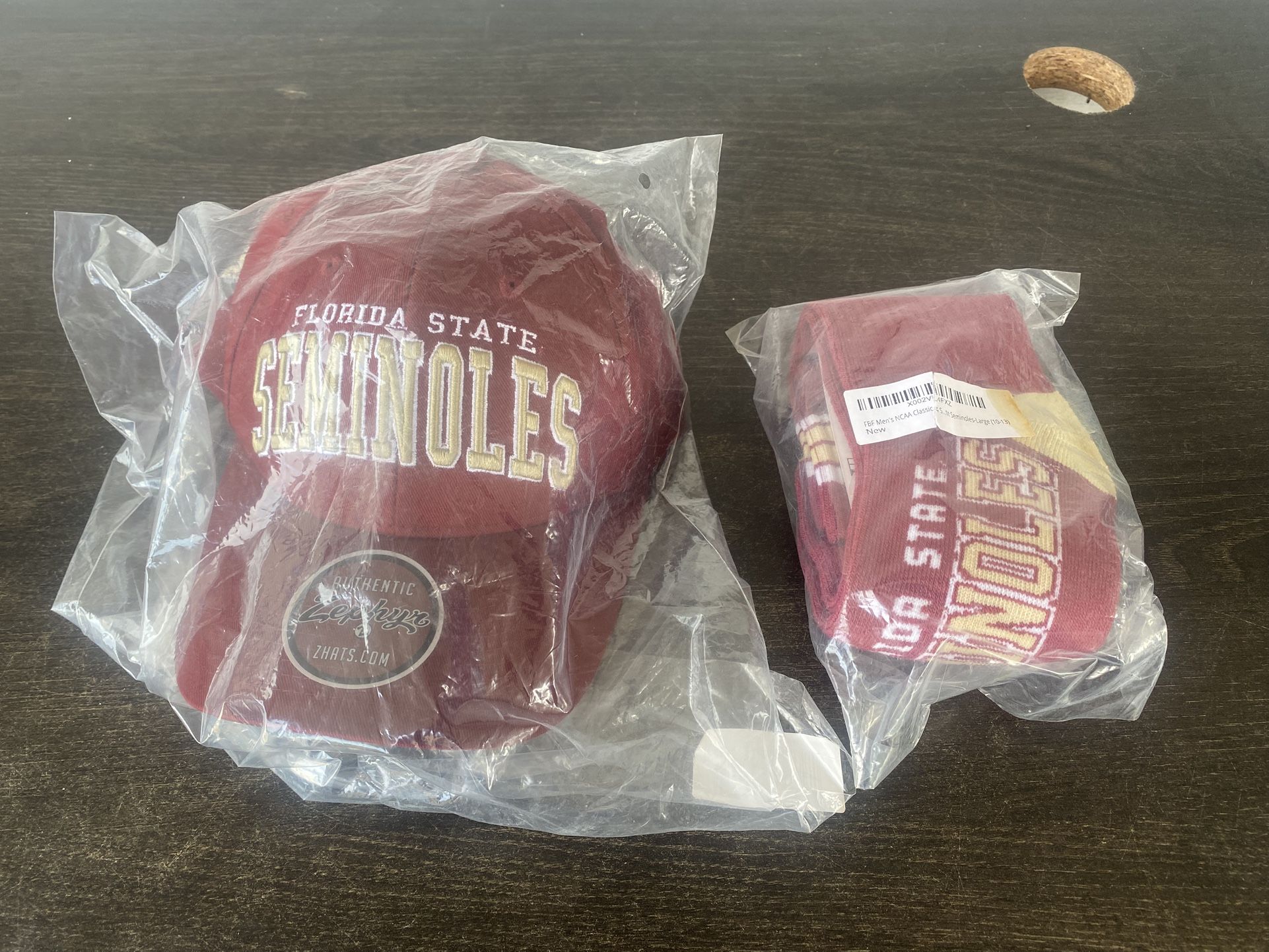 Florida State Seminoles authentic zephyr hat and socks bundle
