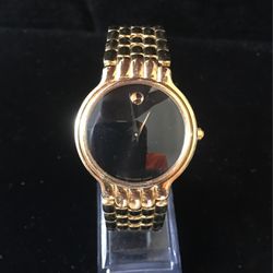 Mens Movado 87-A2-870 Gold Black Dial Watch 