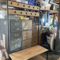 Coat, Hat Bag Rack With Two Shelves 