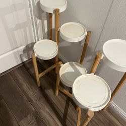 Set Of 2 SATSUMAS Plant stand, bamboo/white, 30 ¾ "