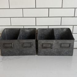 2 Galvanized Garden Seed Sorters Organizer Desk Pencil Holder