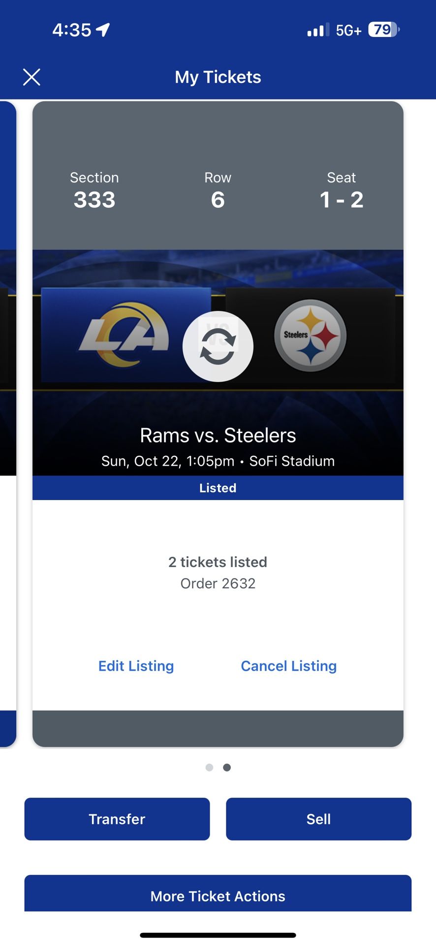 10/22 - Rams vs. Pittsburgh Steelers tickets @ SoFi Stadium 300 Level Aisle Seats! + PINK PARKING PASS also available for sale!