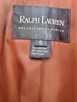 Woman Used Ralph Lauren Long Leather Jacket.