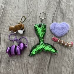 Lot Of Cute Keychains And Hair Clips 