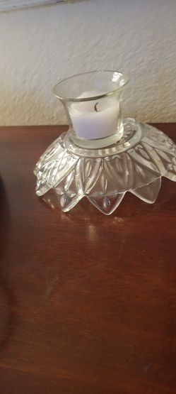 Two Glass Candle Holders.