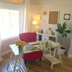 Fuschia Velvet Like Armchair