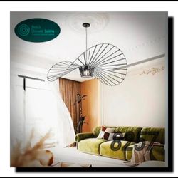 KELUOLY Vintage Black Chandelier, D39 Creative Straw Hat Shape Pendant Light,...