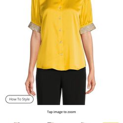 Karl Lagerfeld Point Collar Embellished Satin Shirt