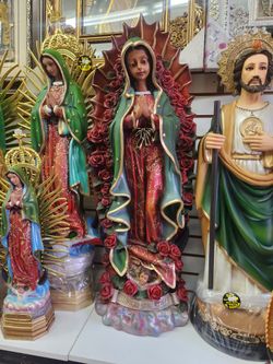 Virgen De Guadalupe 36" Inches Tall Concha Con Flores. Estatua OUR LADY. NUEVA Brand New 