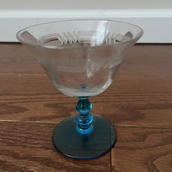 Antique Tiffin Franciscan Blue Stem Goblet Glass