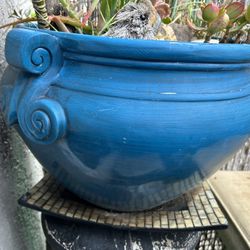 Large Ceramic Blue Planting Pot