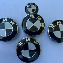 Bmw Black And White Rim And Steering Wheel Center Caps 56mm 5x112