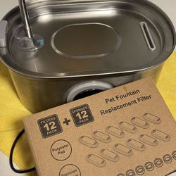 Cat Stainless Still Water Fountain With 8 Filters 