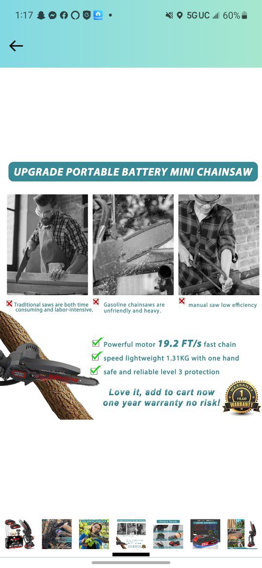  Mini Chainsaw 6-Inch with 2 Batteries, Cordless Power Chain Saws with Security Lock, Handheld Small Chainsaw For Wood Cutting Tree Trimming
