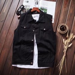 Men's Denim Vest, US L, Brand New
