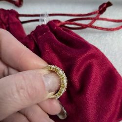 White Topaz  And Gold Ring 