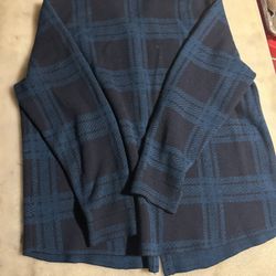 Button Up Blue Cotton Sweatshirt 