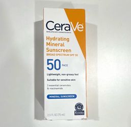 CeraVe Hydrating Mineral Sunscreen Face SPF 50 Broad Spectrum 2.5 fl oz