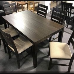 Rokane Dark Brown Table and Chair✅ Brand New 💥 Dining Set ☄️