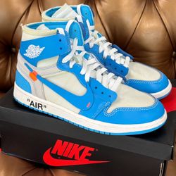 SAMPLE Jordan 1 Retro OG Off White High UNC Size 9 Pre-Owned AQ0818-148 Blue White NO STAR LOSS RARE