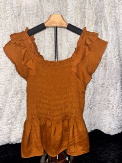 Women’s Rust Ruffle Blouse - Size Small