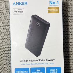 Anker Portable Charger, 20,000mAh Power Bank, Battery Pack with 1 USB-A and 1 USB-C Ports, 15W Max Charging for iPhone 16/15/14/13/12 Series, Samsung 