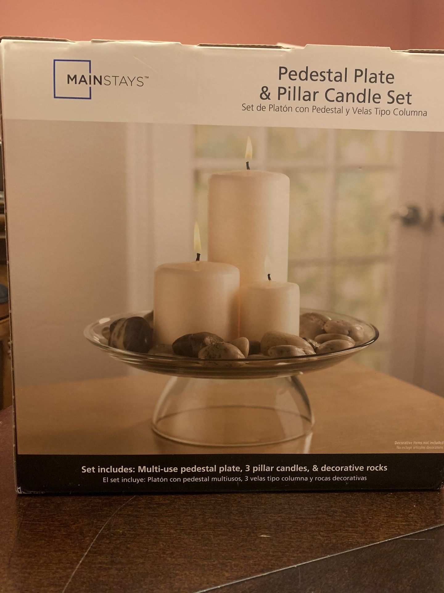 Mainstays Pedestal Plate & Pillar Candle Set