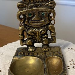Antique Solid Brass Viracocha Columbia Trinket