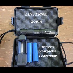 Linterna Zoom! 2 Bacterias Recargables Y Un Cargador Incluido.