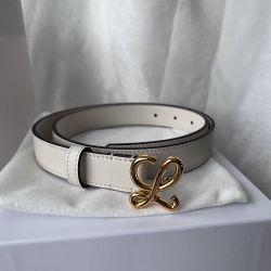 Loewe White Belt With Gold Buckle 