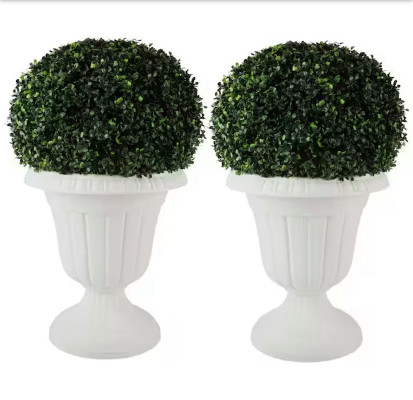 Pure Garden 16 in. W x 18 in. H-in. Plastic Urn Planter 2-Pack, White