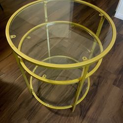 Modern 3-Tier Round Glass & Gold Metal Accent Table