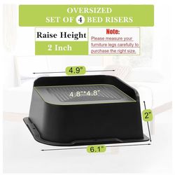 New - Bed And Furniture Risers; 2 Inch, box Of 4. Heavy Duty.