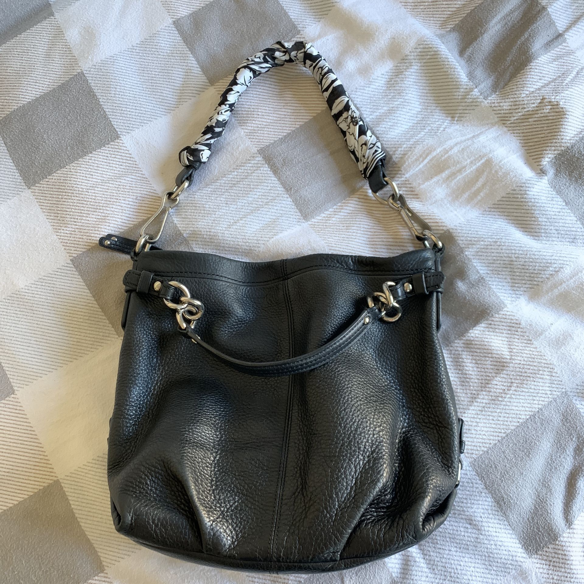 Coach Brooke Black Pebbled Leather Hobo Purse Style#14142
