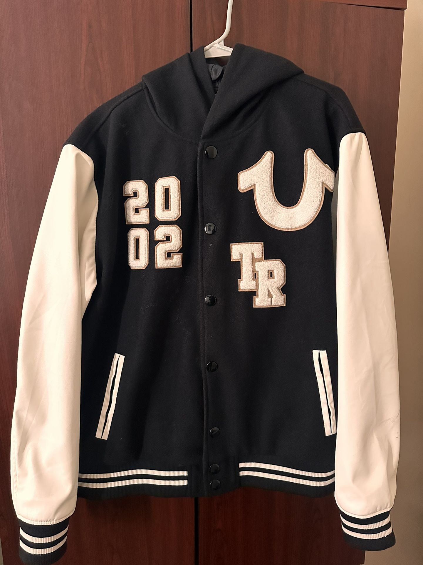 True Religion Brand Jeans Hooded Varsity Jacket