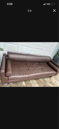 Bown leather sofa couch