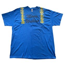 HAWAII MANA WAHINE T SHIRT UNISEX 2XL BLUE YELLOW LEI GRAPHIC COTTON TEE